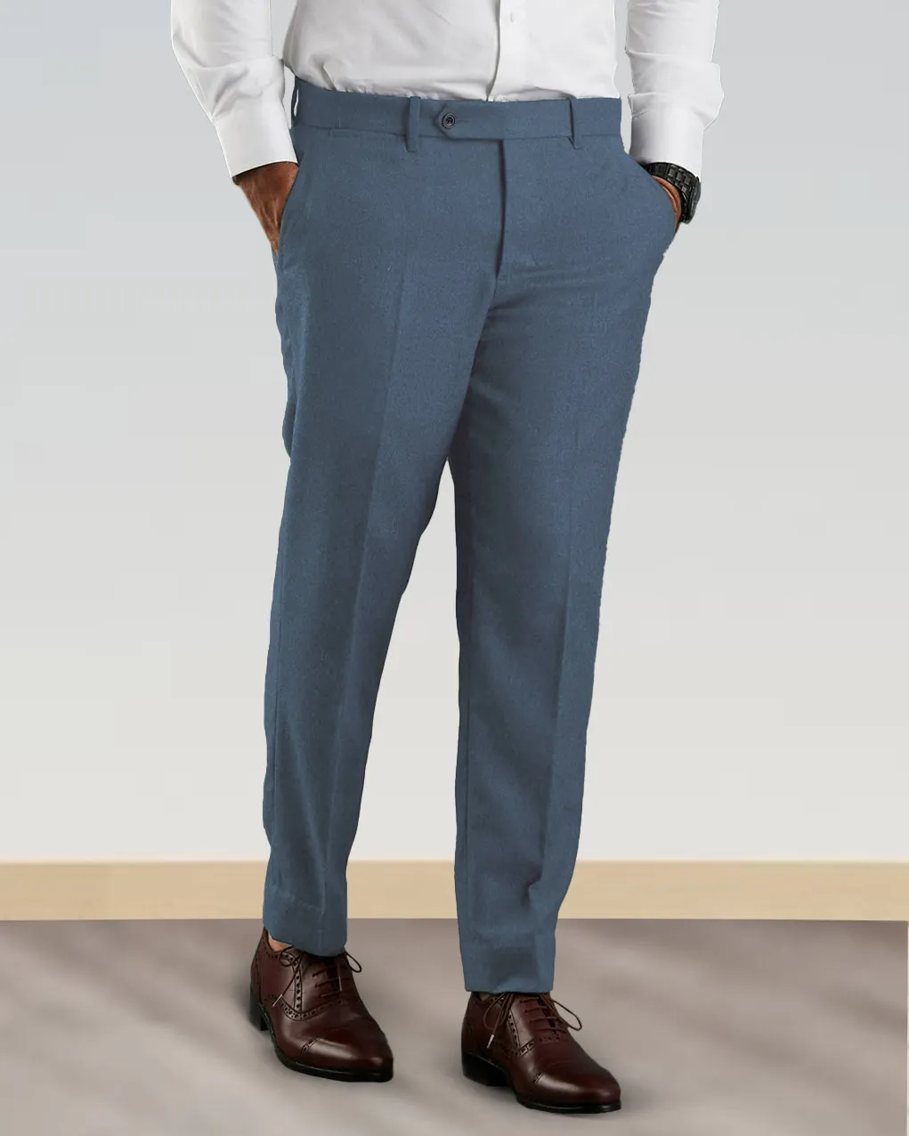 Quick Change Dugdale Blueish Grey Wool Flannel Dress Pant