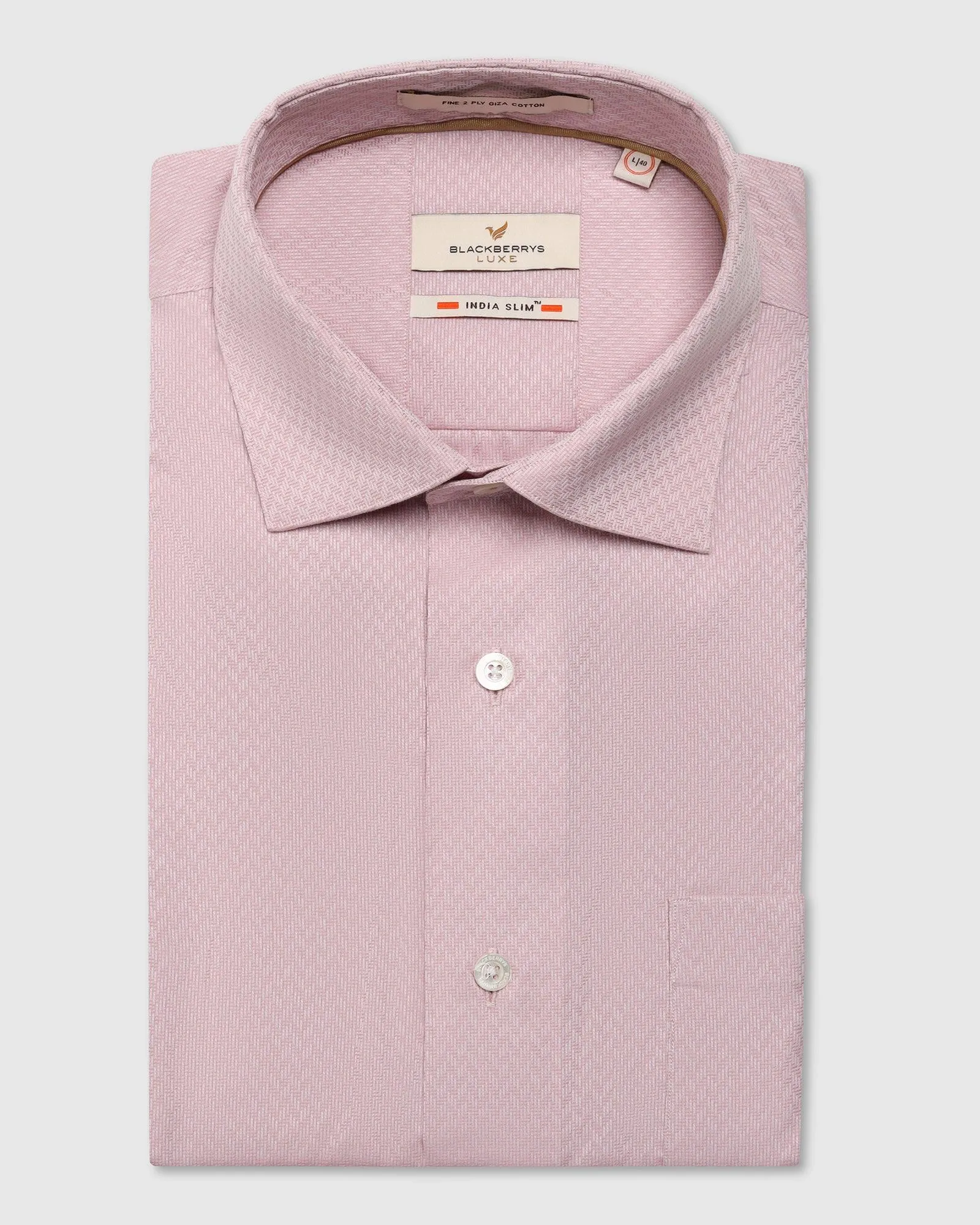 Luxe Formal Pink Textured Shirt - Silas Denim Blend