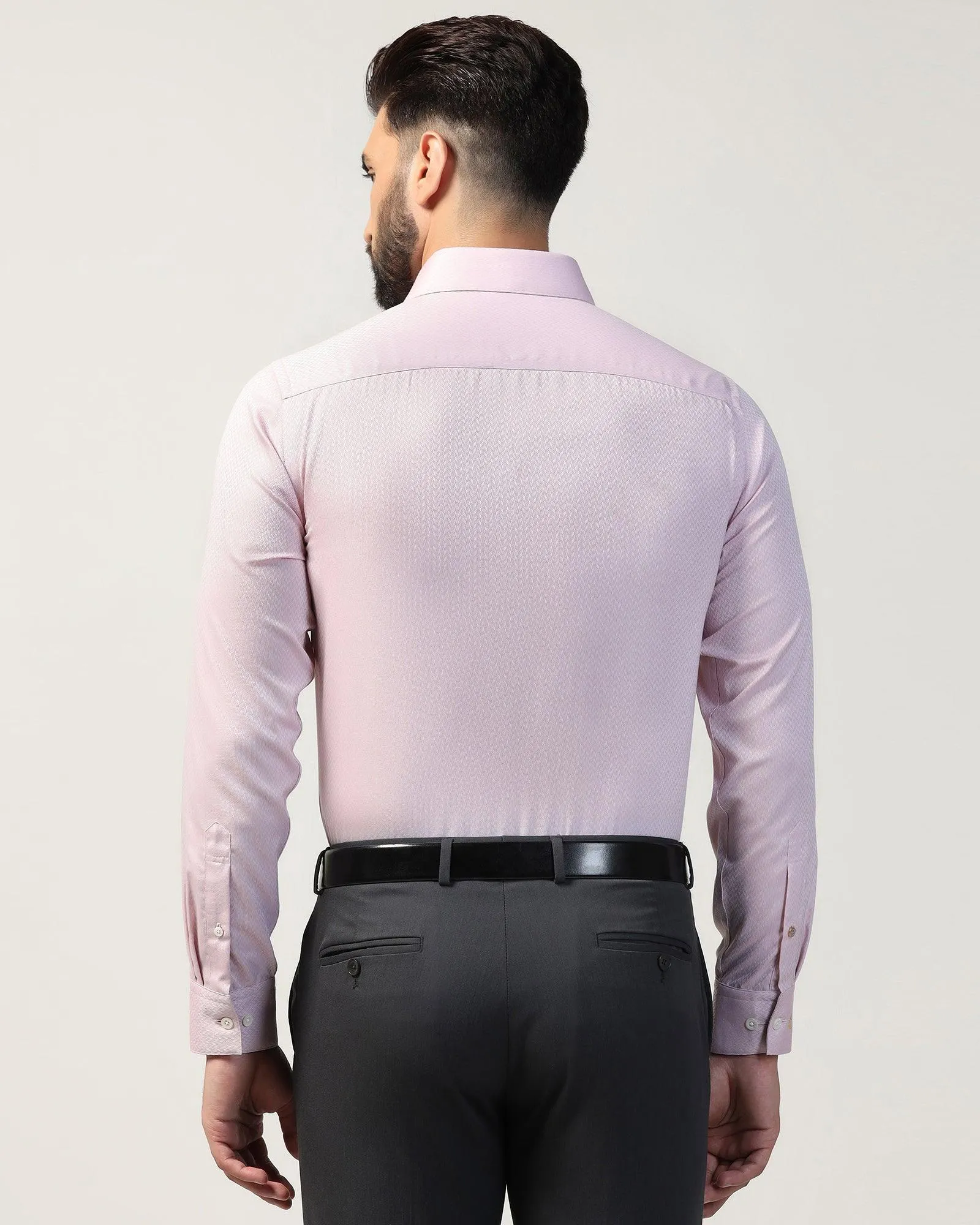 Luxe Formal Pink Textured Shirt - Silas Premium Quality