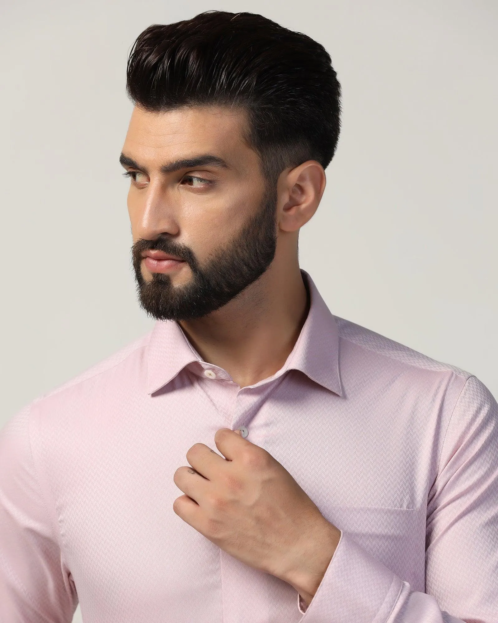 Luxe Formal Pink Textured Shirt - Silas Corporate Wear Fitted Cut