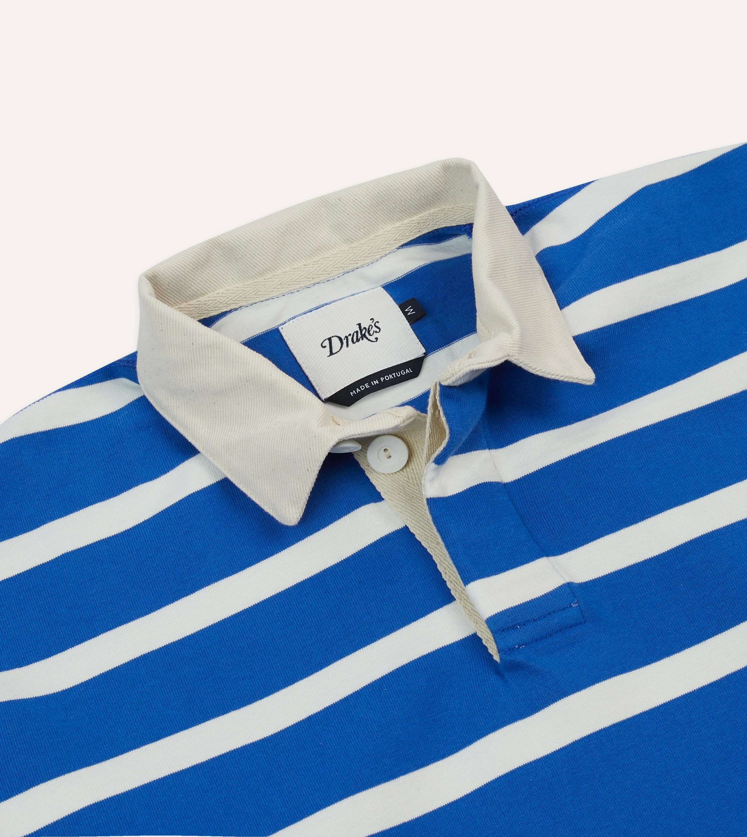 Blue and White Dual Stripe Cotton Rugby Shirt Vibrant Colors