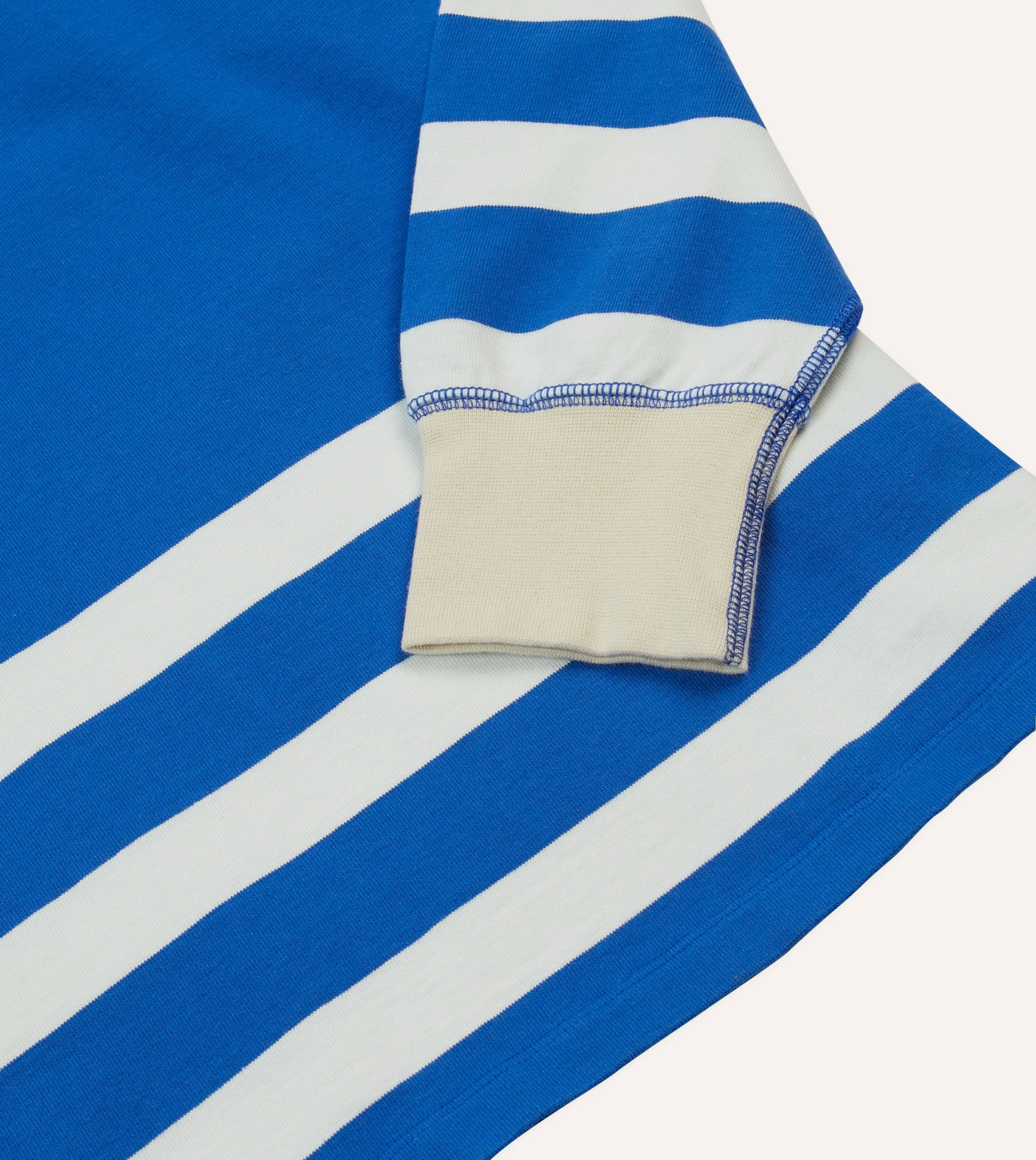 Unmatched comfort Sleek Silhouette Blue and White Dual Stripe Cotton Rugby Shirt