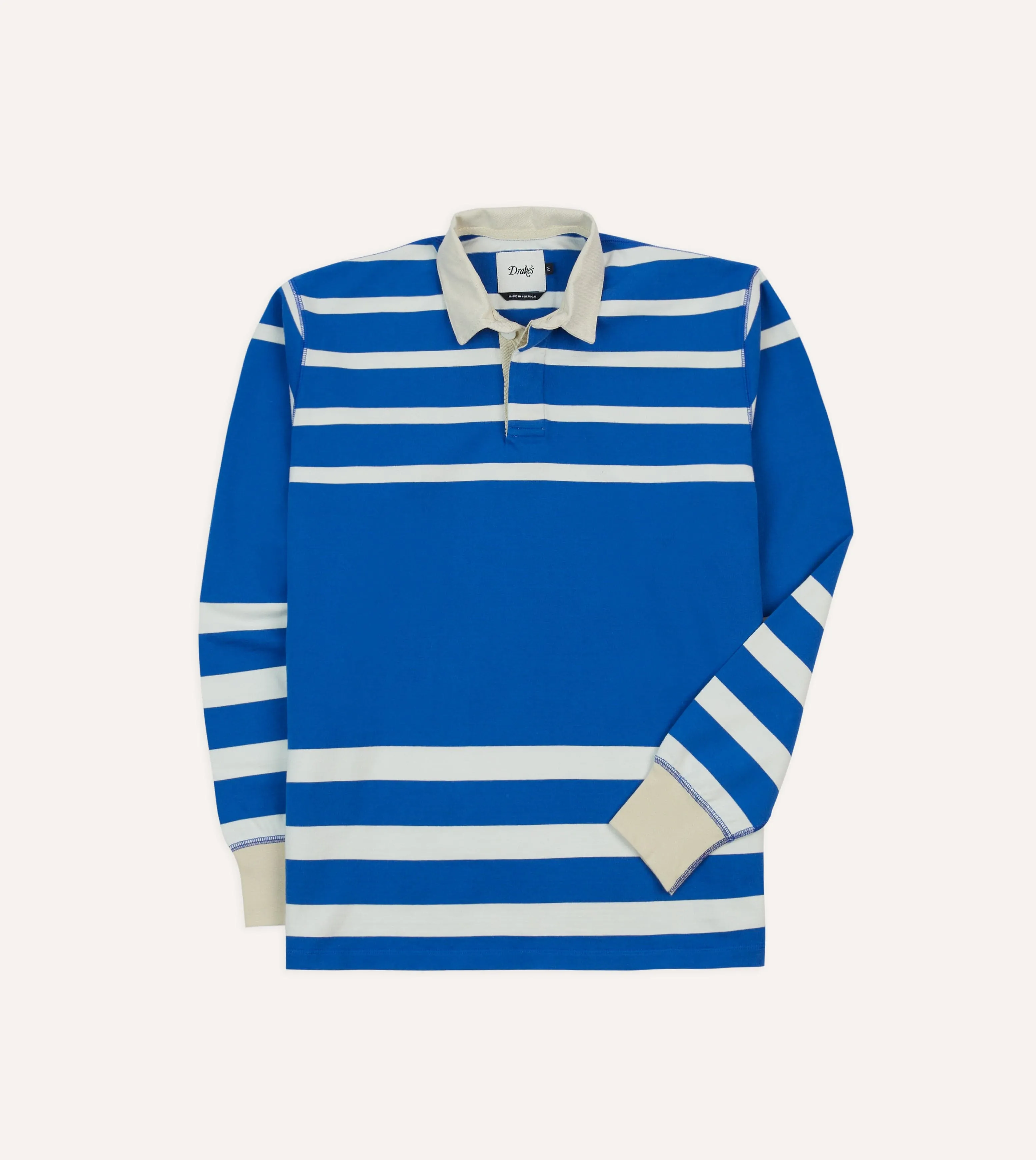 Street Fashion Performance Fabric Blue and White Dual Stripe Cotton Rugby Shirt