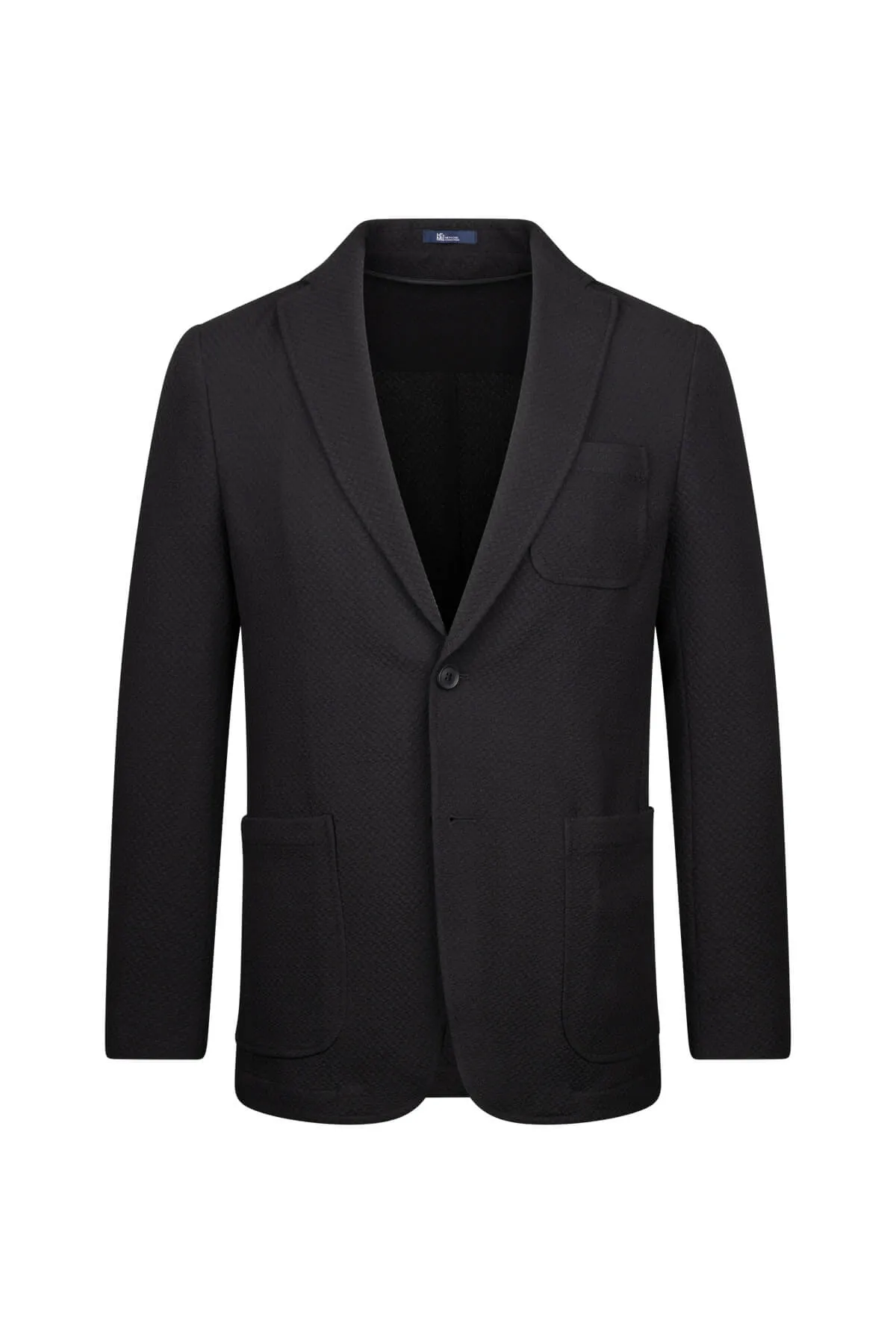 Laser Cut Vents Slim Fit Black Notch Lapel Classic Blazer