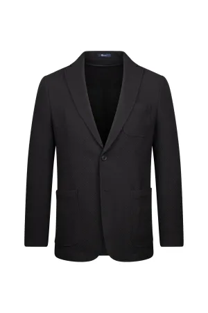 Laser Cut Vents Slim Fit Black Notch Lapel Classic Blazer