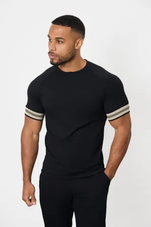 Simple Fashion Chill Vibe Tipped Fashion Fit T-Shirt in Black/Stone