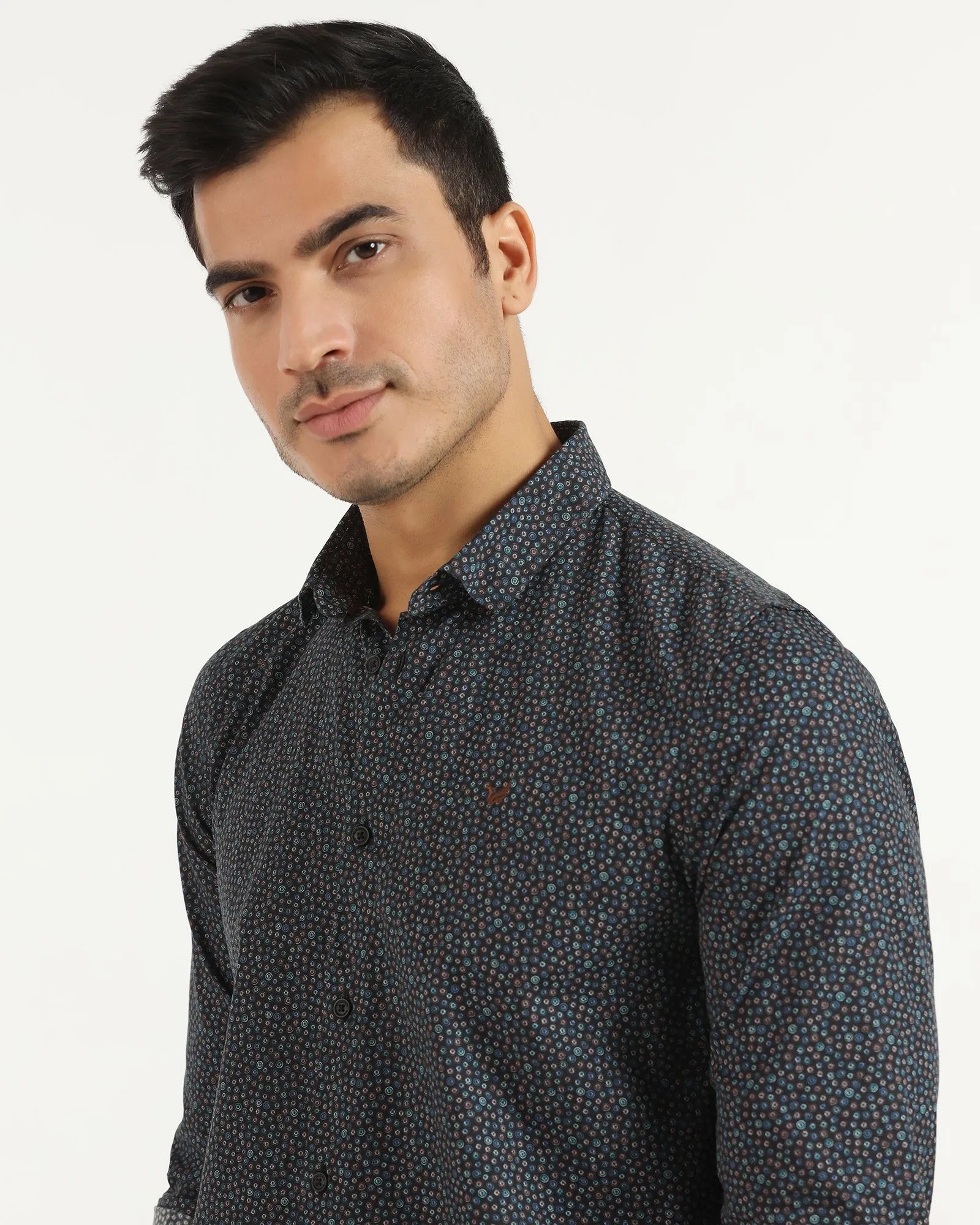 Casual Black Printed Shirt - Ritsu Exclusive Collection