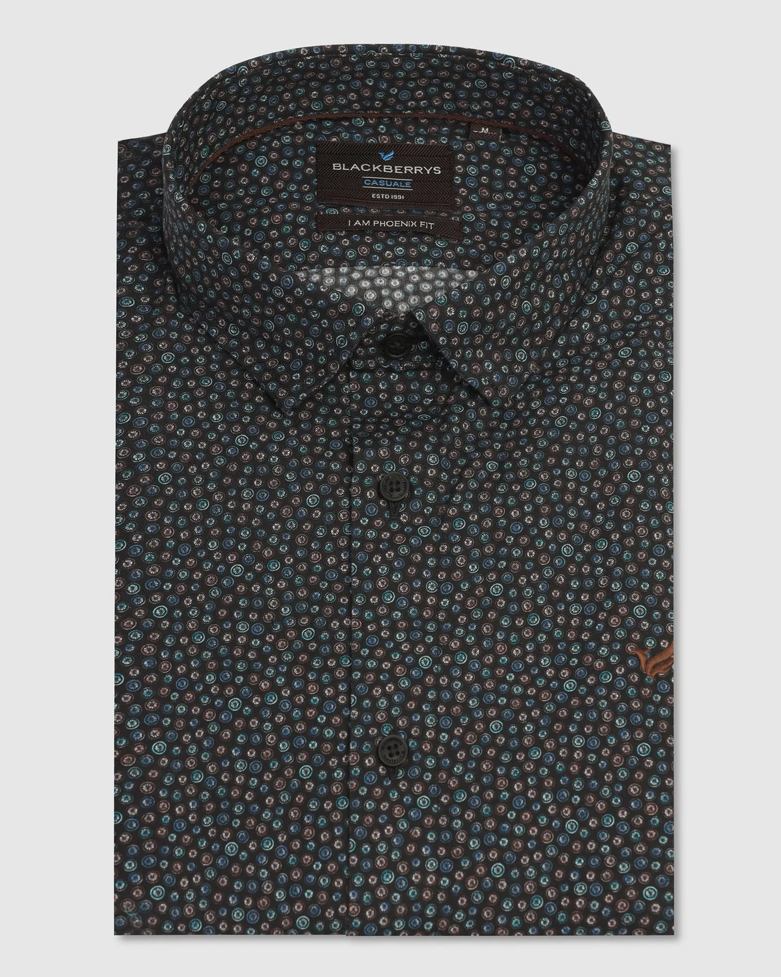 Casual Black Printed Shirt - Ritsu Summer Must-have Patterned Texture
