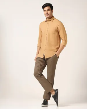 Slim Comfort B-95 Casual Brown Solid Khakis - Mario Light and Cozy Modern Fit