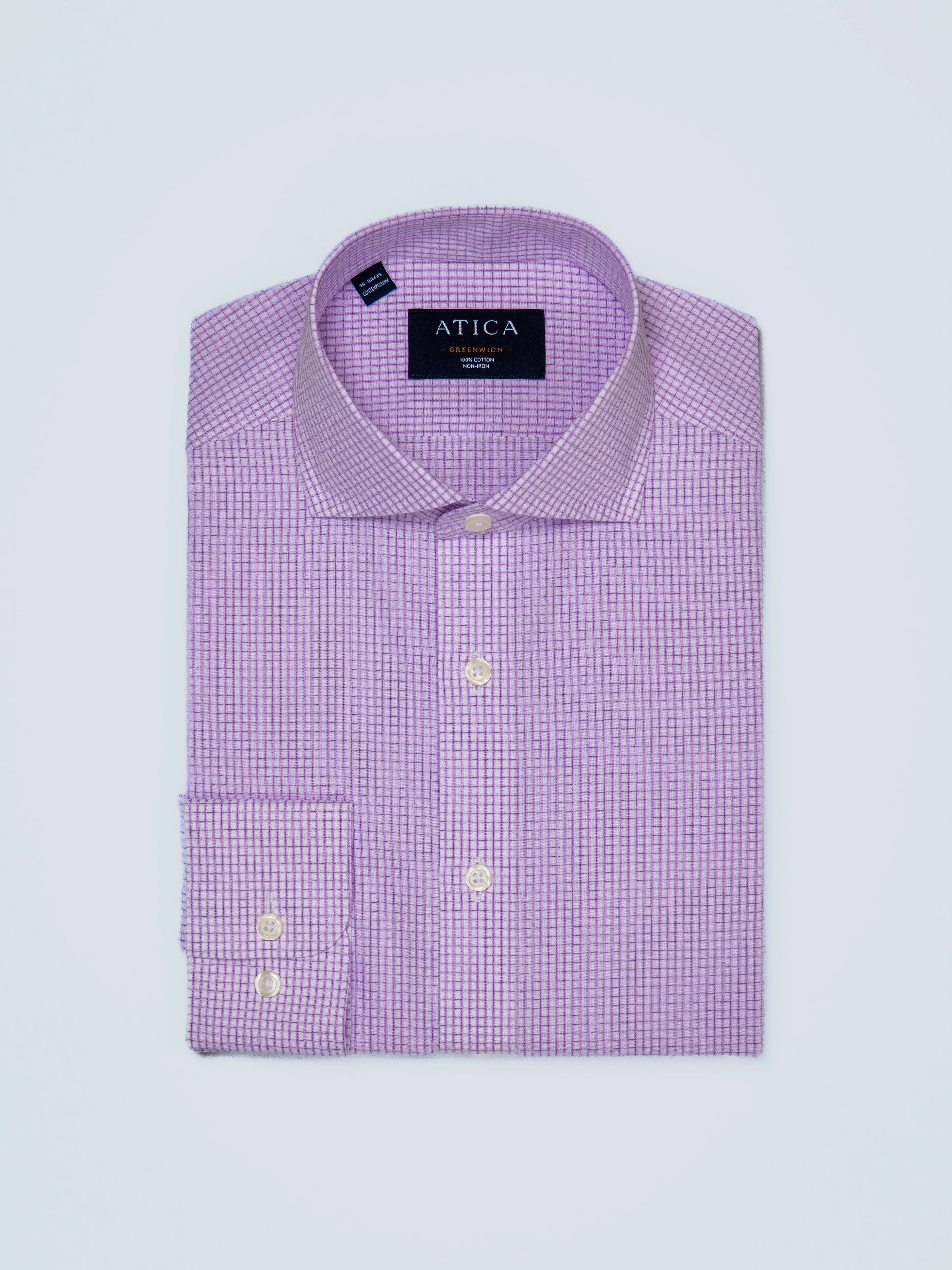 Greenwich Purple Mini Grid Shirt Bold Hue Breathable Underarm Vents