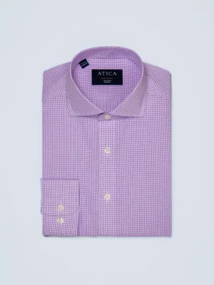 Low Profile Pocket Design Greenwich Purple Mini Grid Shirt