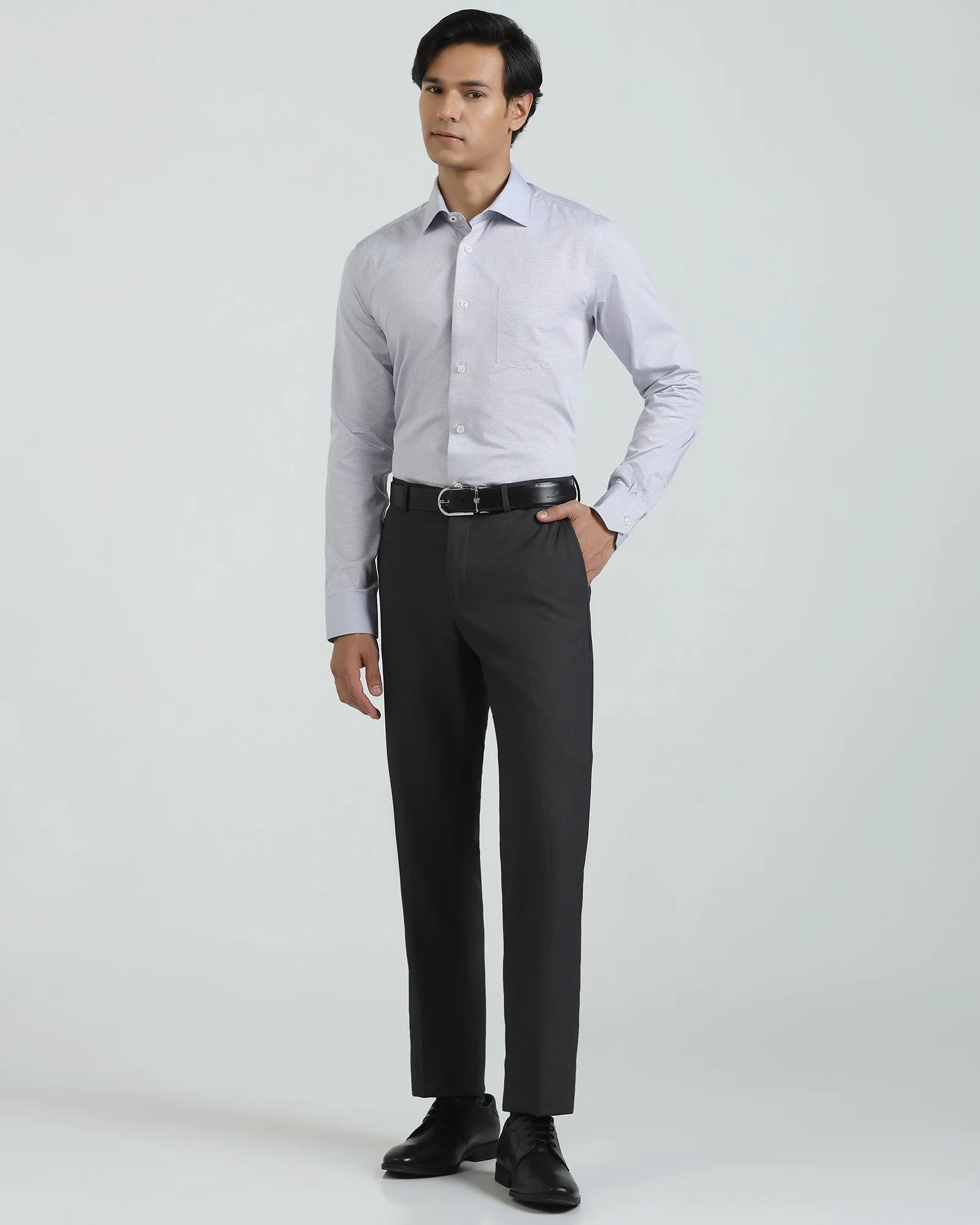 Slim Comfort B-95 Formal Charcoal Textured Trouser - Campbell ResilientElasticBand Easy Layer
