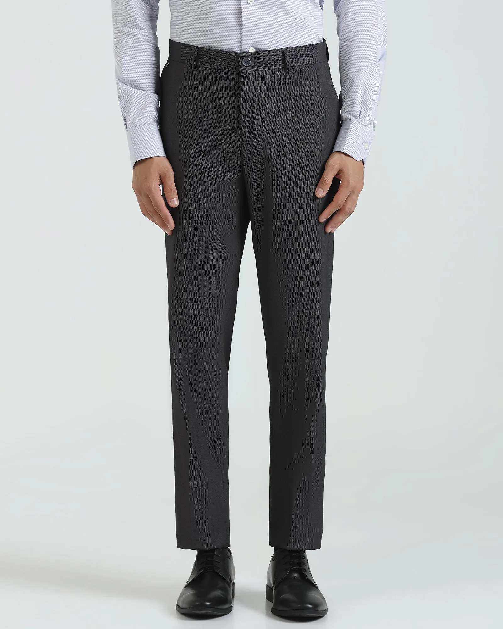 Sporty Stretch Fit Flex Fit Design Slim Comfort B-95 Formal Charcoal Textured Trouser - Campbell