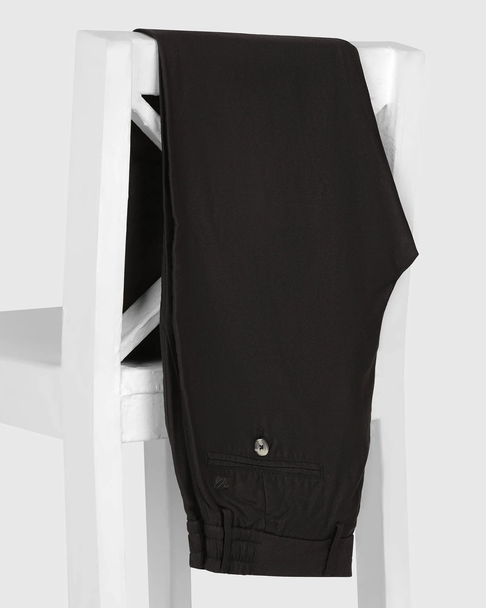 Linen Slim Comfort B-95 Casual Black Solid Khakis - Edwin High Waist