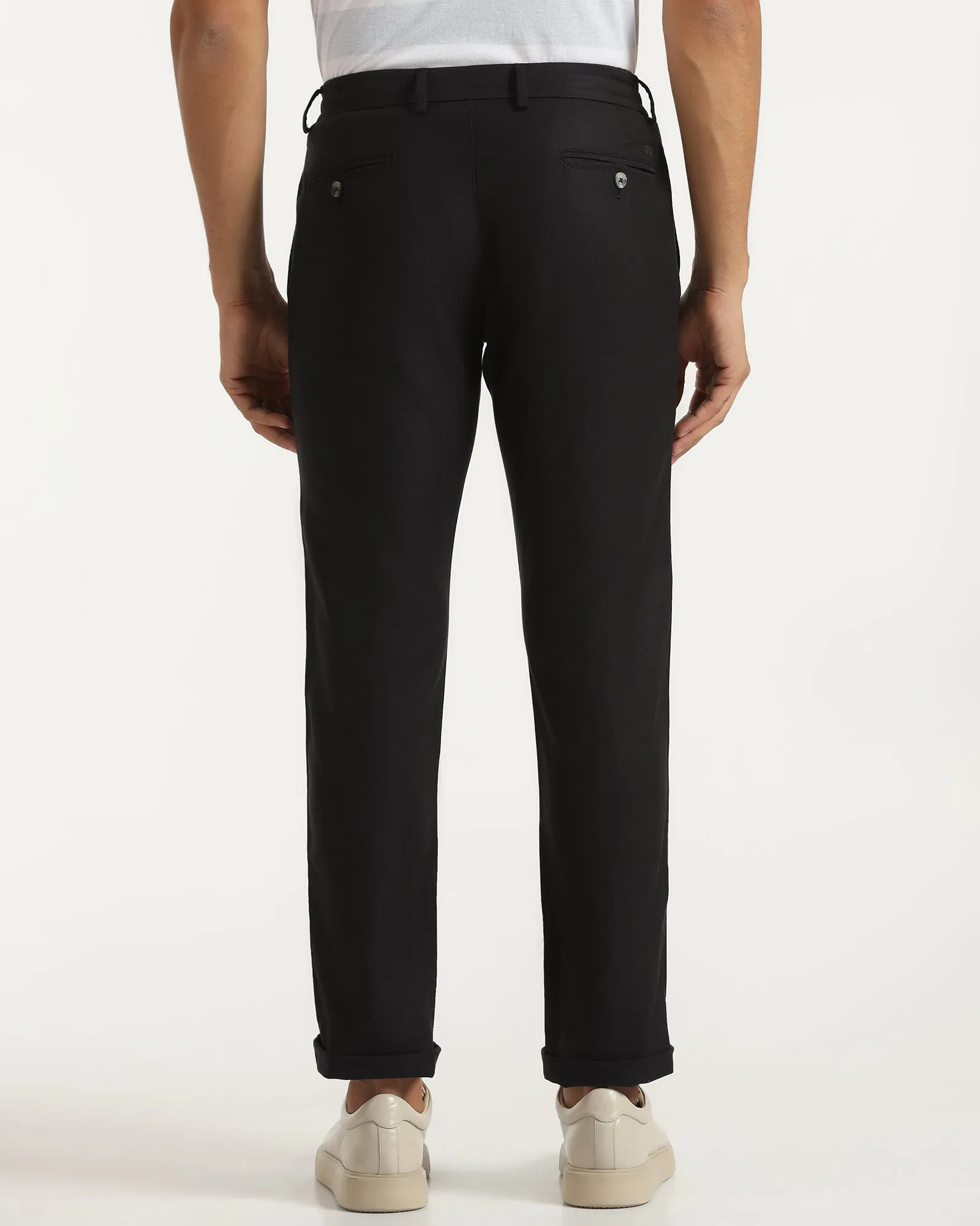 Linen Slim Comfort B-95 Casual Black Solid Khakis - Edwin Soft and Light