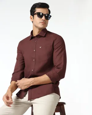 Rust Linen Solid Shirt - Salmon Weekend Outfit Polished Look