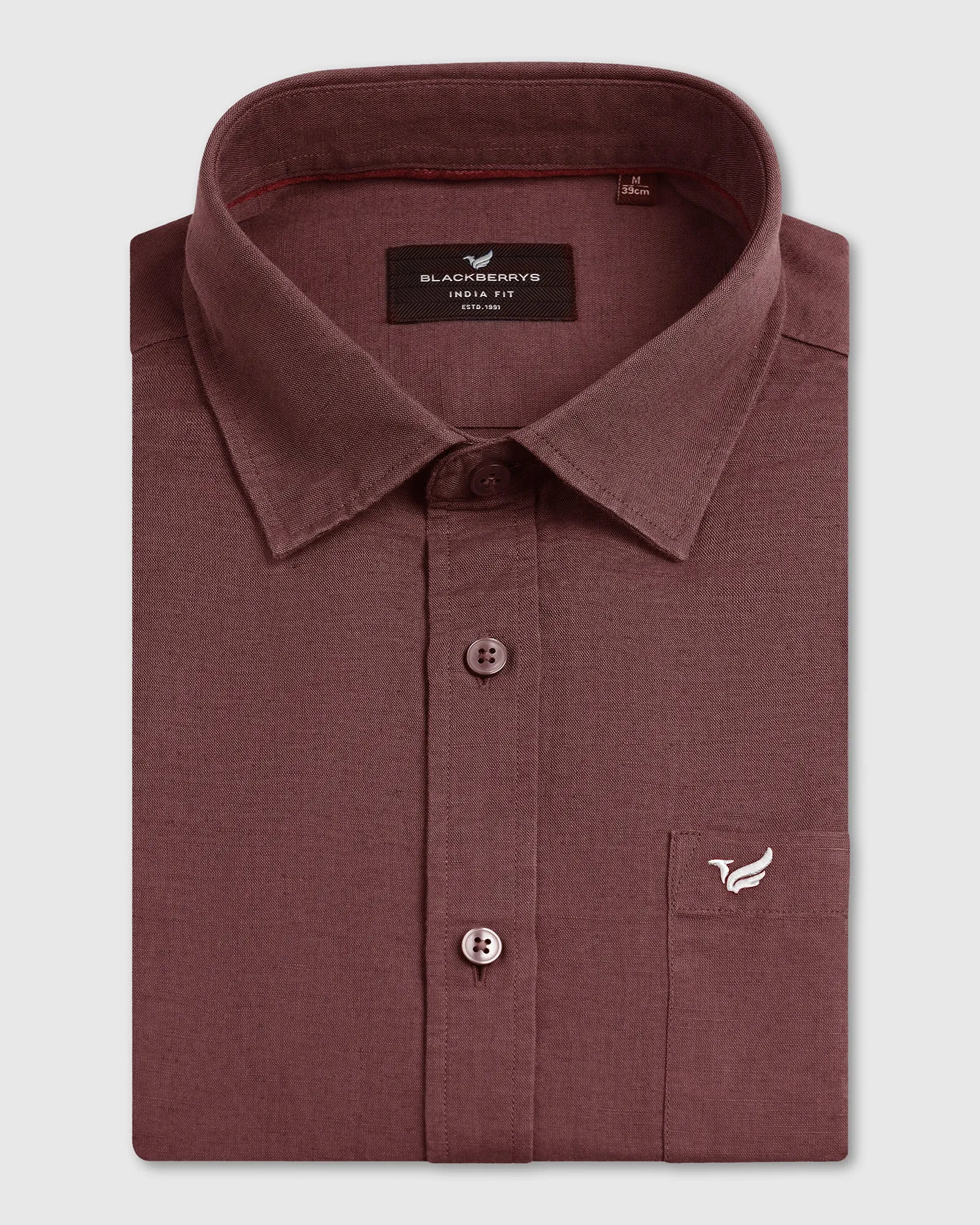 Gift Idea Rust Linen Solid Shirt - Salmon