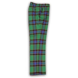 Contoured Panel Design Plaid Green Blue Red Pants