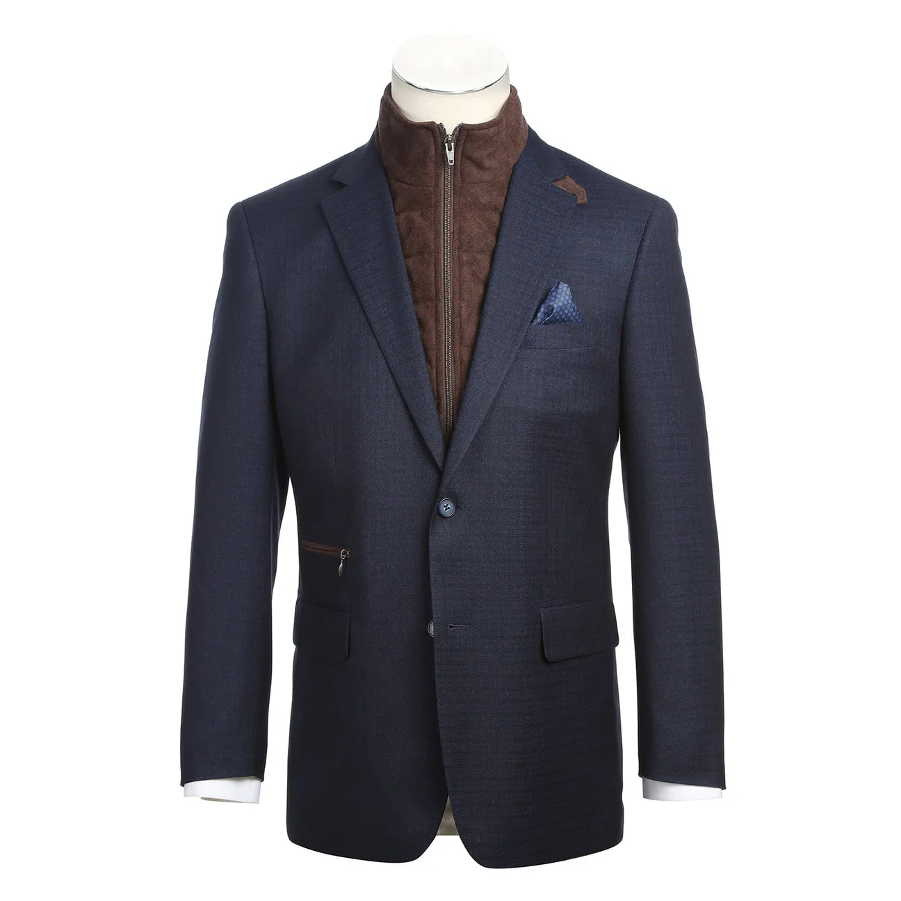 Alessandro Vitello by Renoir Classic Fit Bib Navy Blazer 294-42 Wind Protection Ergonomic Armhole Cut