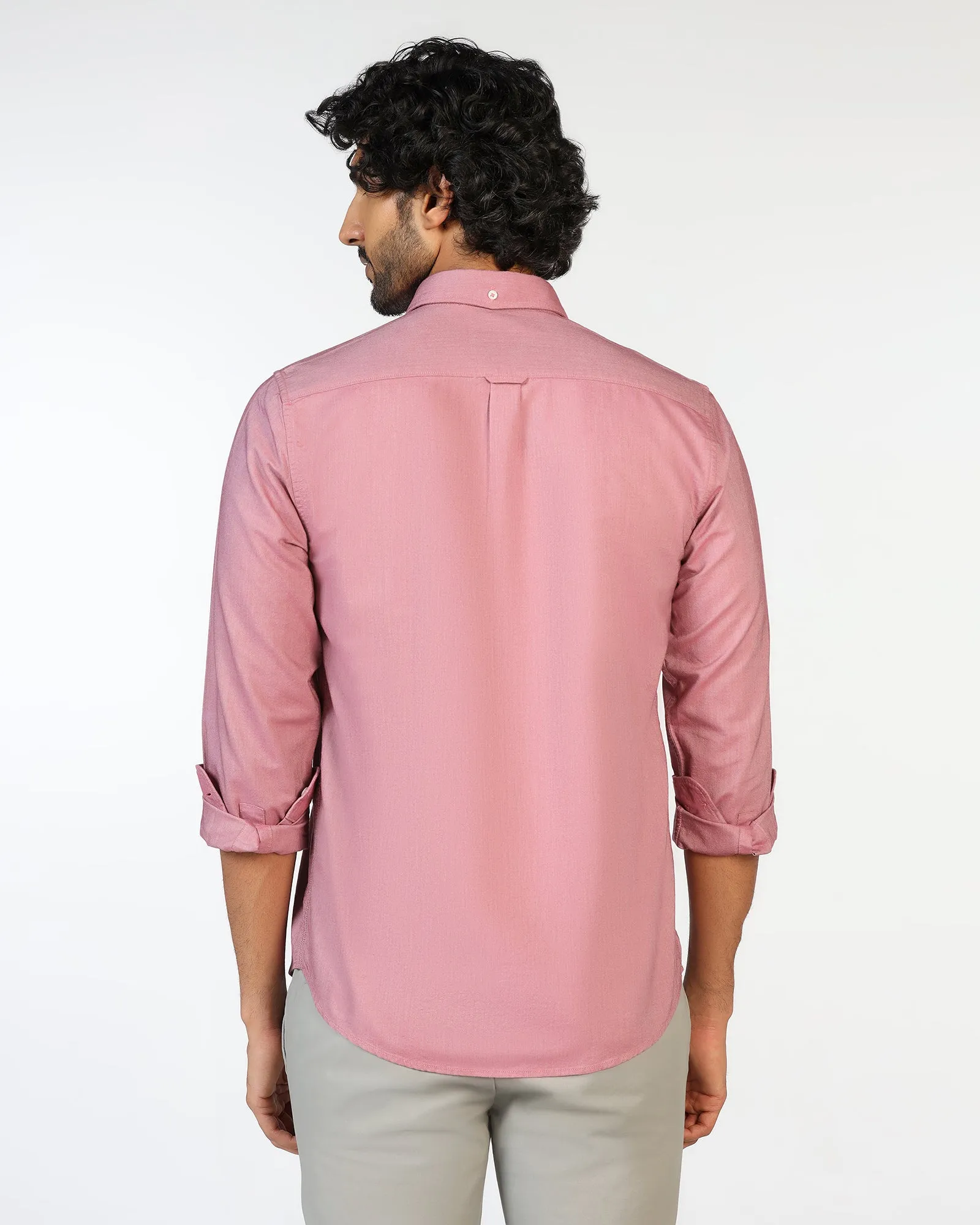 Patterned Design Pink Solid Shirt - Solly