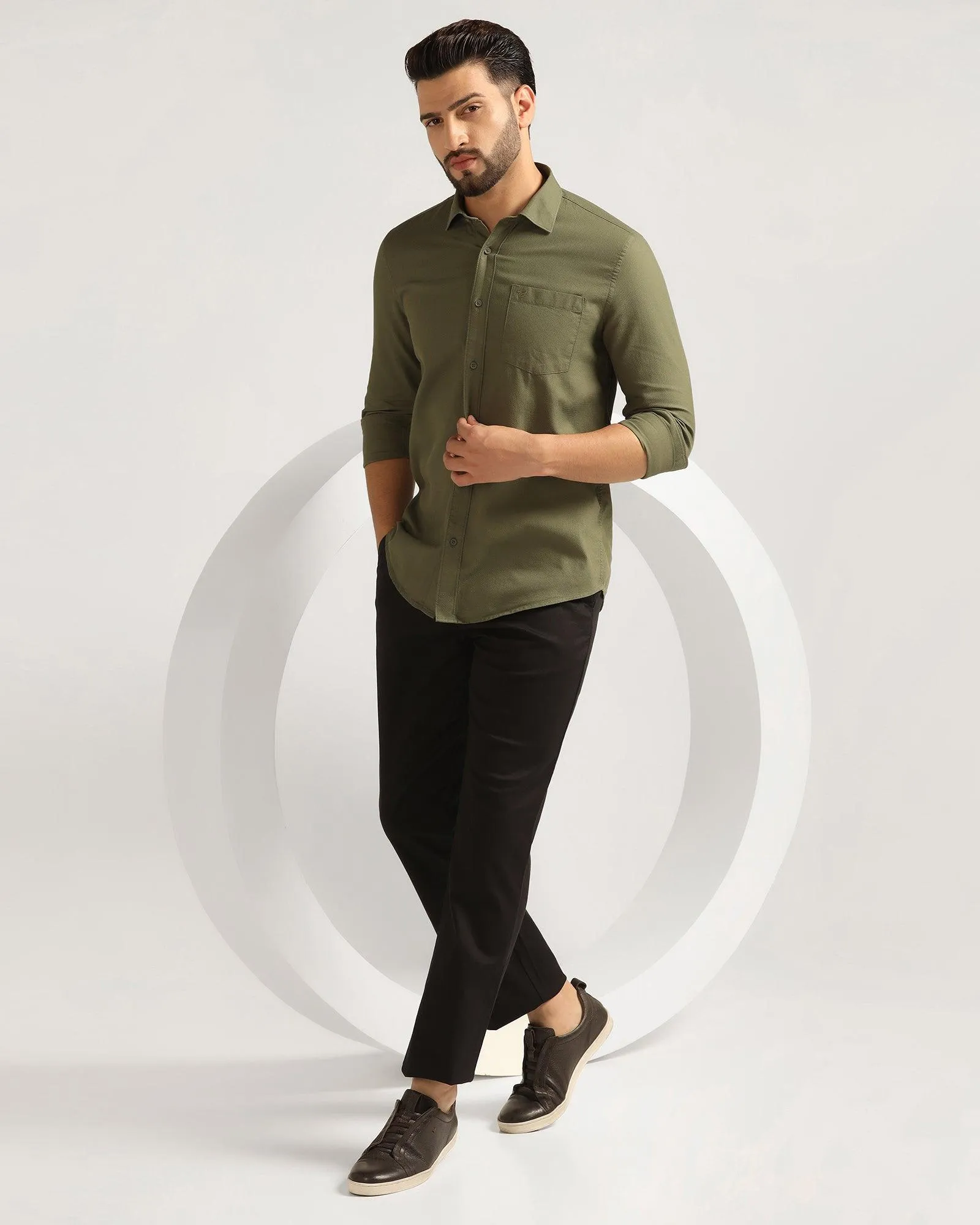 Soft Lines ThermalRegulation Straight B-90 Casual Black Textured Khakis - Kros