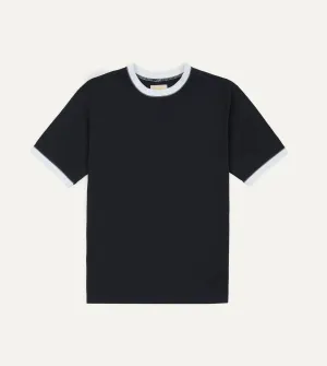 Drake's & Mr Camel Navy Ringer T-Shirt Lightweight Layer Chic Style Trend