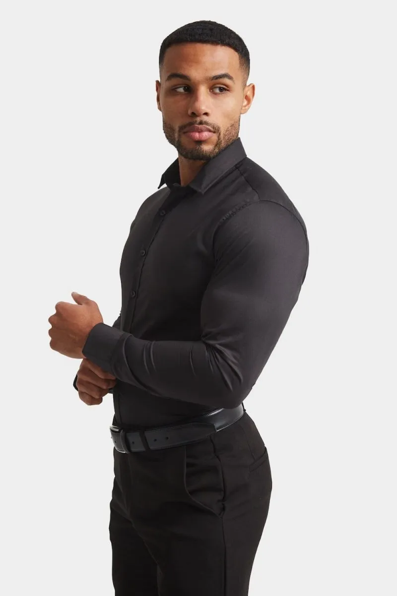 Holiday Outfit Athletic Fit Dress Shirt in Black