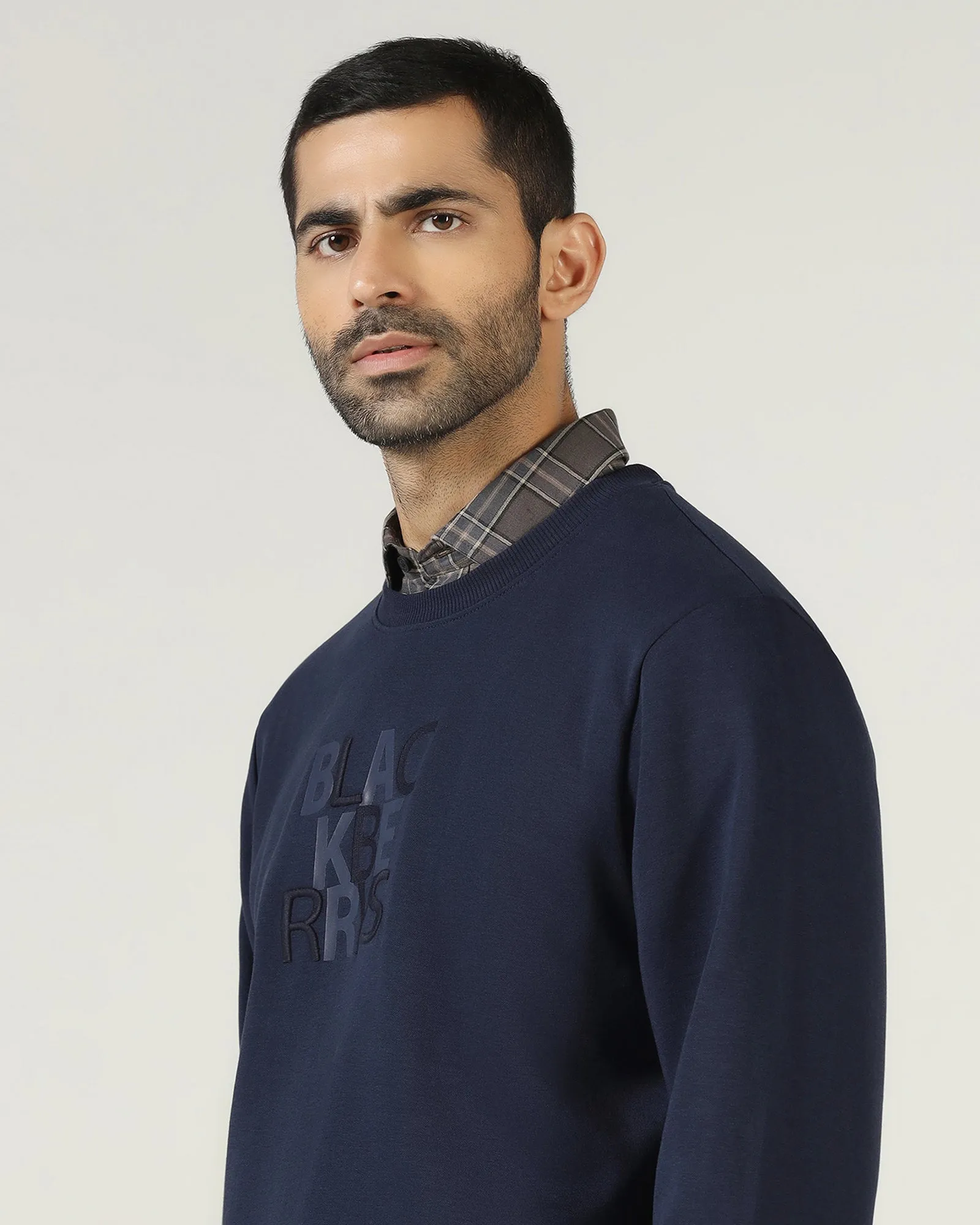 Navy Crew Neck Solid Sweatshirt - Deck Professional Clothing MultiDirectionalFlex