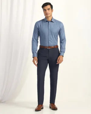 Breathable mesh design Stretchy Material Slim Comfort B-95 Formal Navy Textured Trouser - Coach