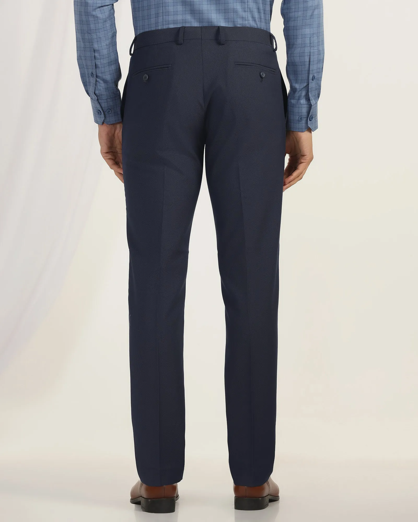 Travel Fit Slim Comfort B-95 Formal Navy Textured Trouser - Coach