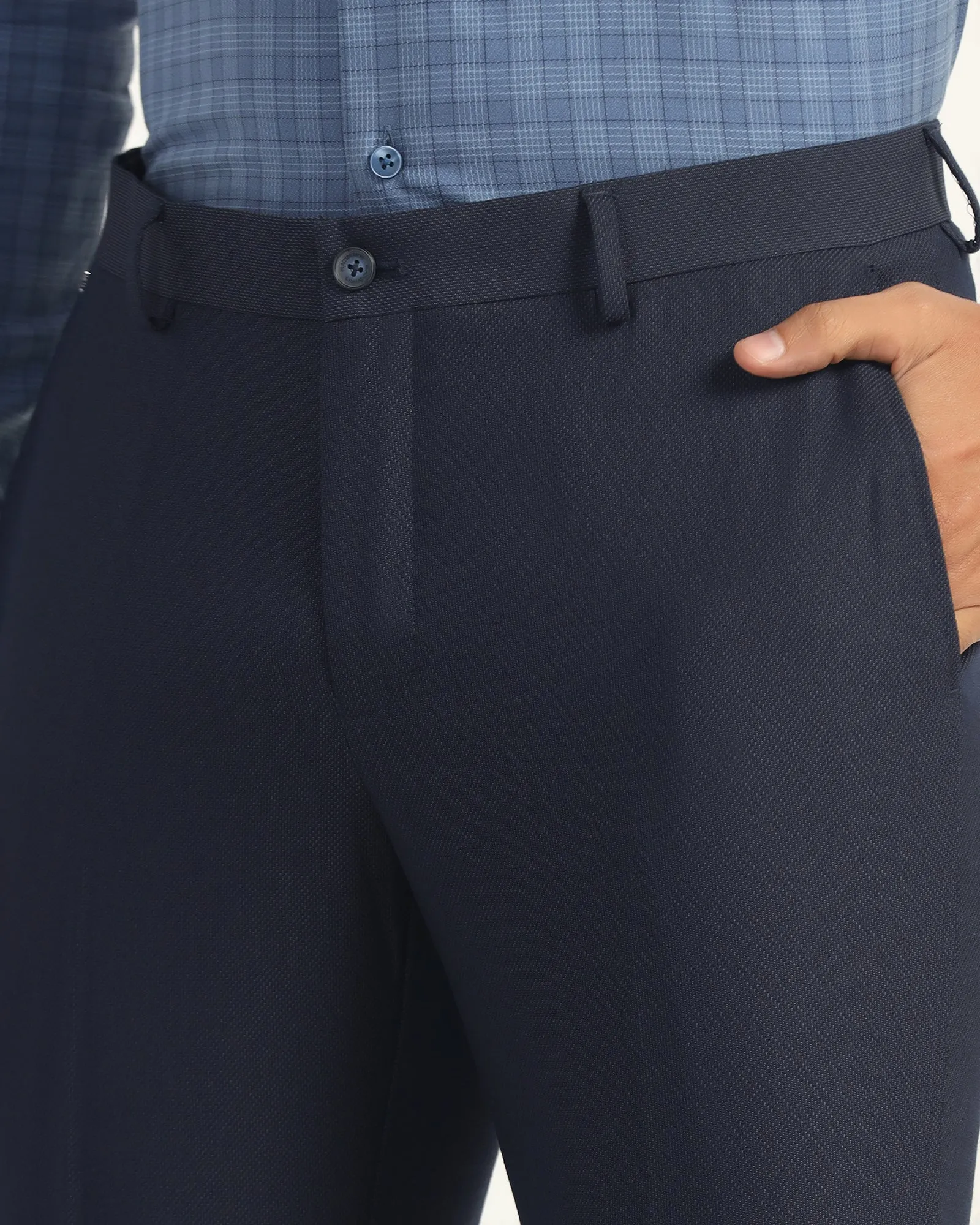 Comfortable Movement Slim Comfort B-95 Formal Navy Textured Trouser - Coach