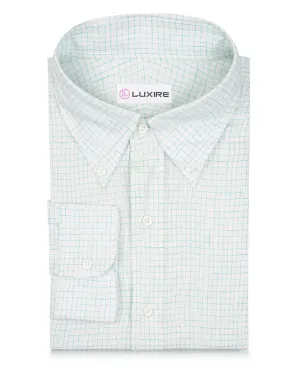 Linen:Turquoise White Graph Checks Layered Look