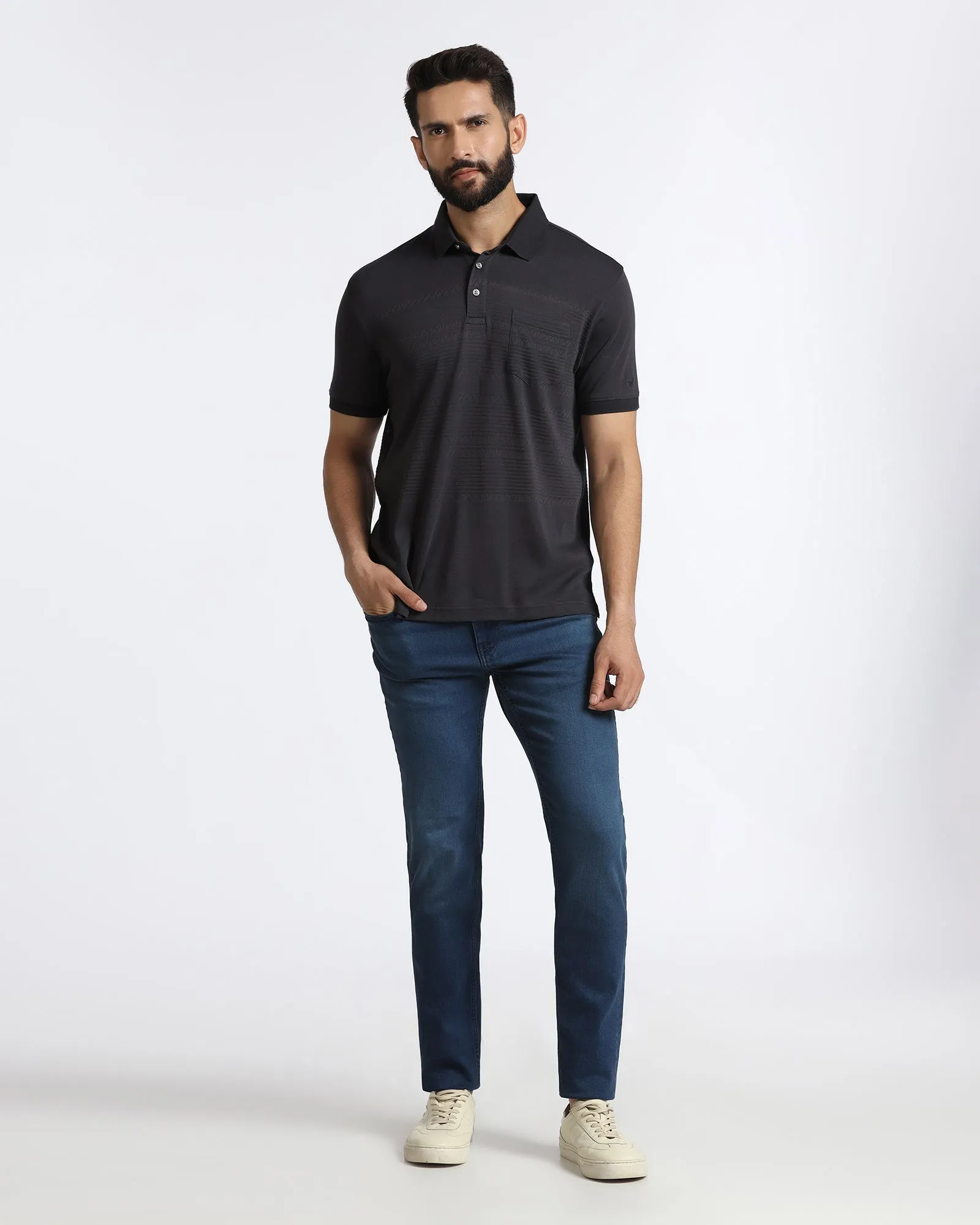 Classic Layer Light Grey Textured Polo - Jap