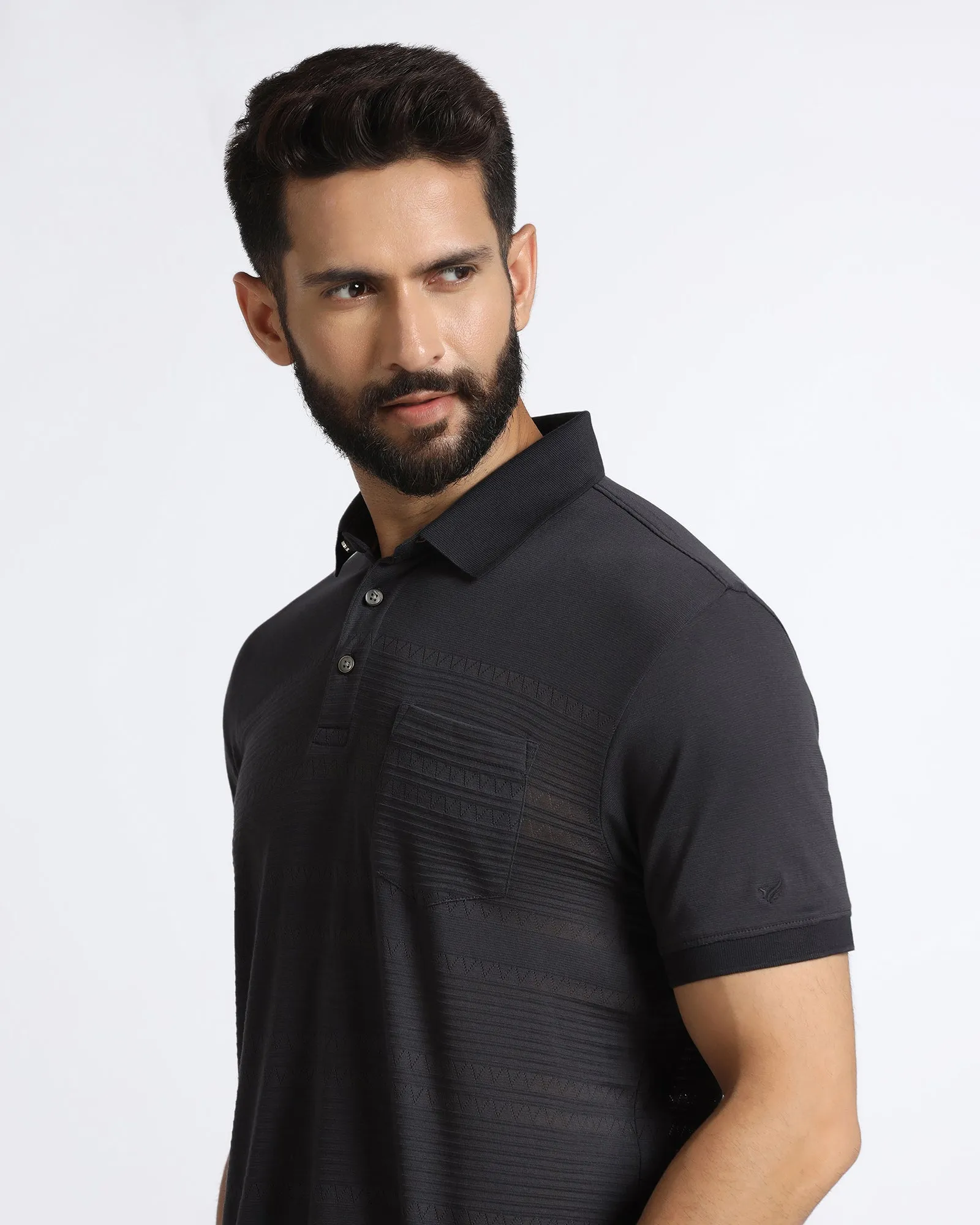 Light Grey Textured Polo - Jap Trendy Prints