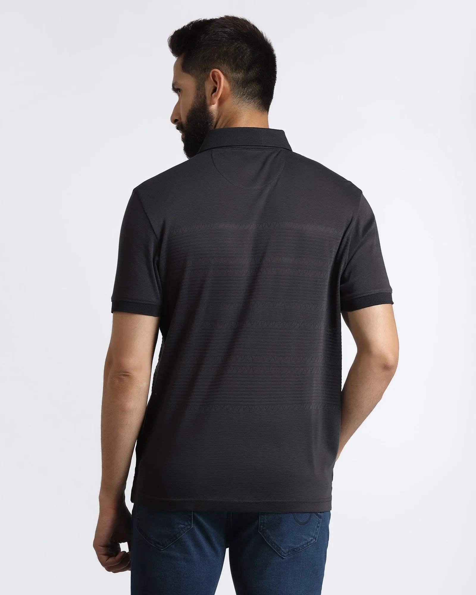 Comfortable apparel Street Style Light Grey Textured Polo - Jap