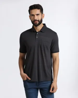 Breathable Design Light Grey Textured Polo - Jap