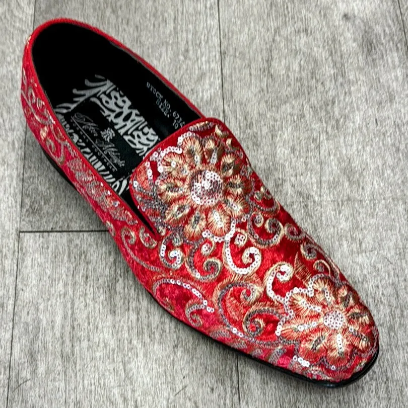 Exclusive Formal Dress Shoe Red / Gold 6734 Hot Mood
