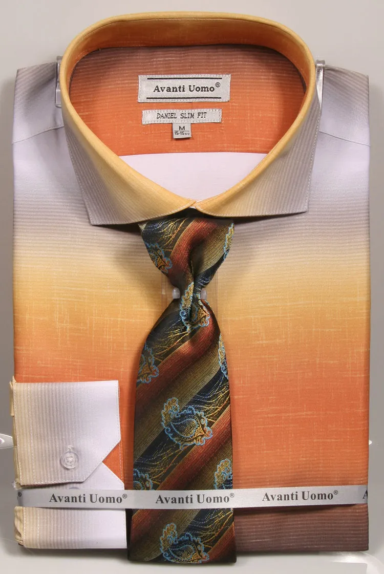 Avanti Uomo Dress Shirt DNS04 Mustard (Slim Fit) Twill Weave