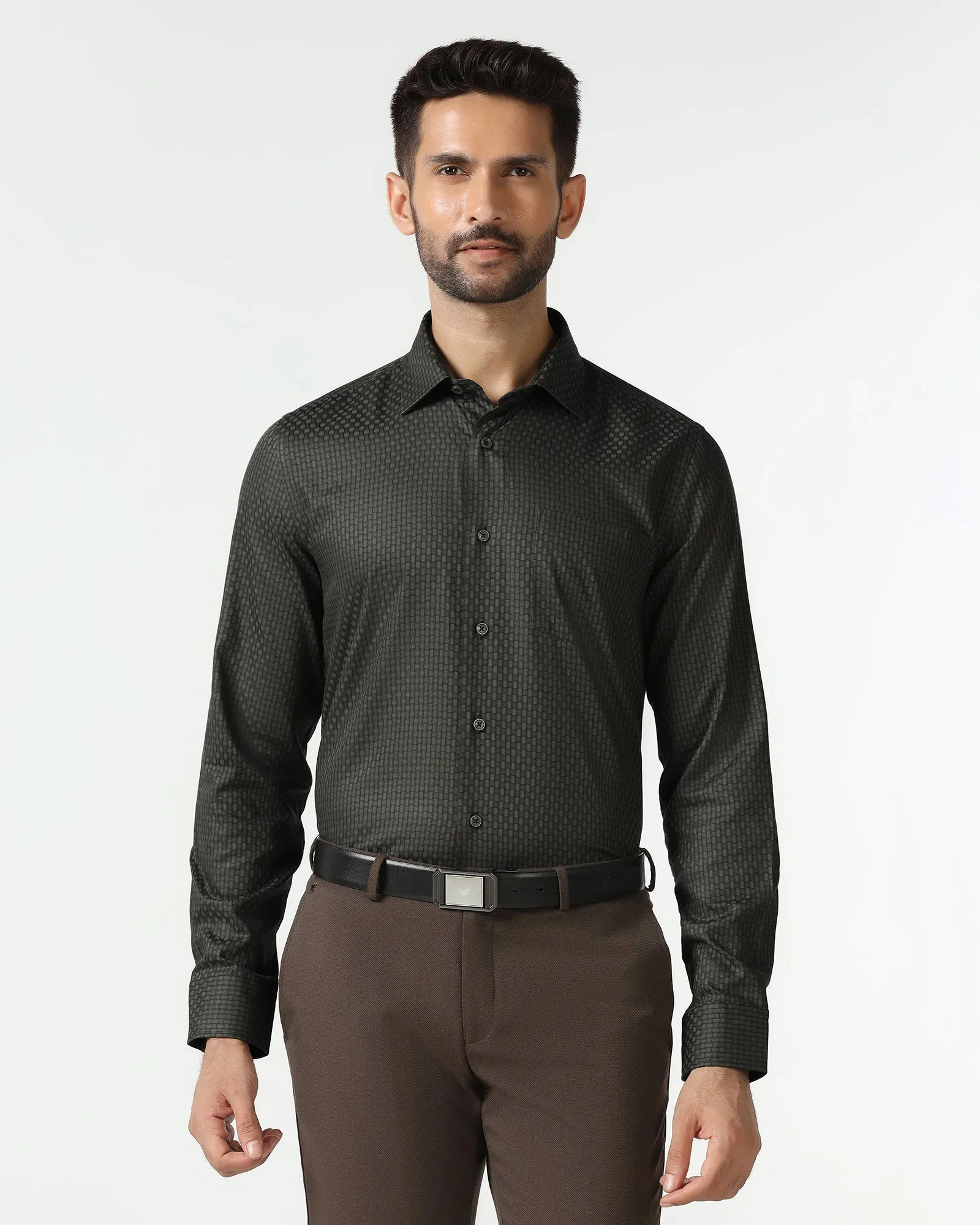 Olive Textured Shirt - Roster Sophisticated Style Lakeside Relaxation