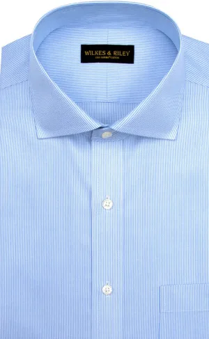 Wilkes & Riley Classic Fit Button Down Dress Shirt in Lt Blue Twill Stripe Tagless Design