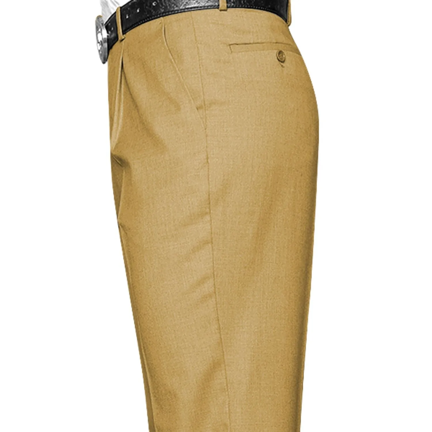 Dubhe Collection: Camel Pleated Wool Pants Functional Comfort Wear Rubberized Hem
