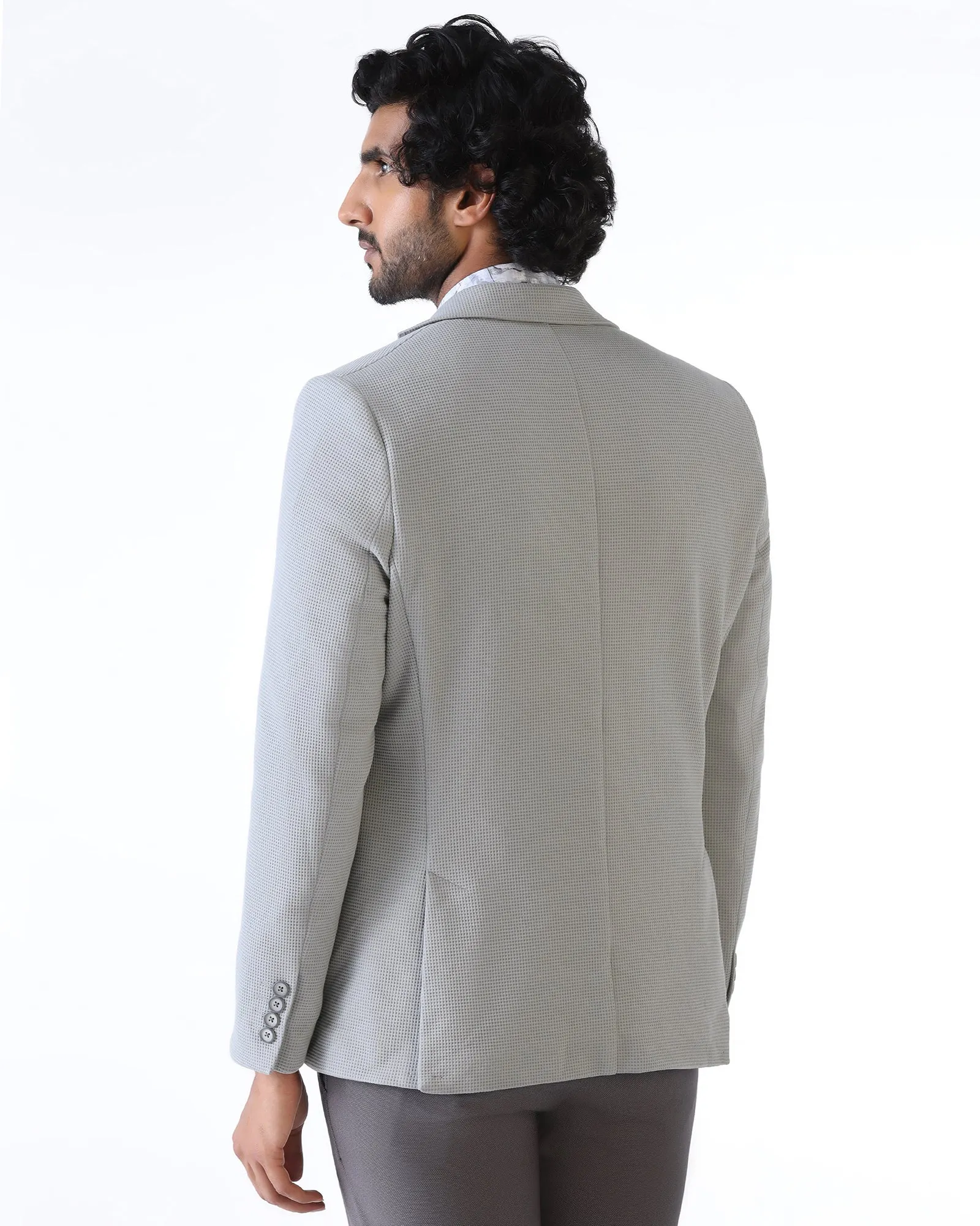 Light Grey Textured Blazer - Belvedere High Density Weave