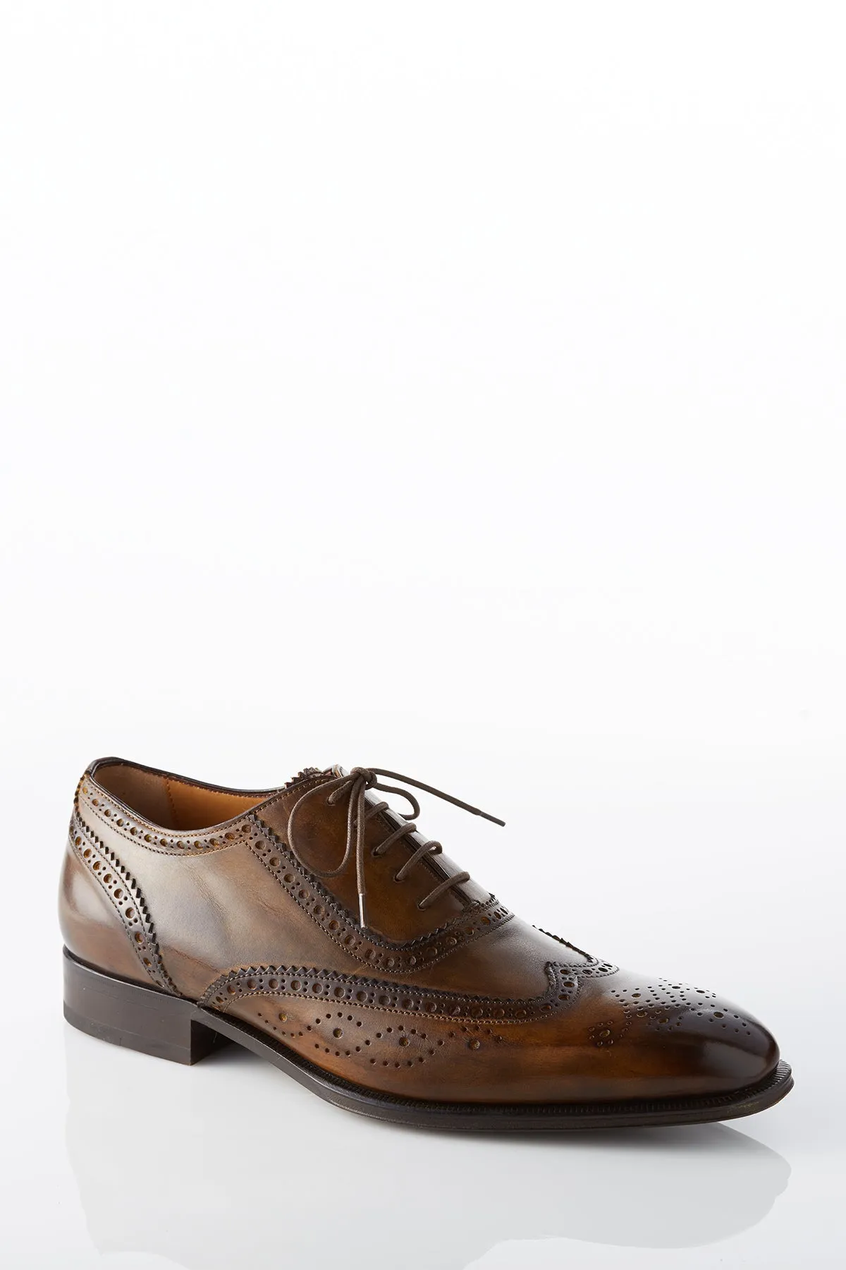 Run Free Modern David August Leather Wingtip Brogue Shoes in Light Brown