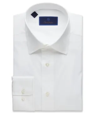 David Donahue Super Fine Twill Regular Fit Dress Shirt in White No Slip Shoulder Grips