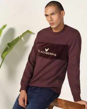 Crew Neck Wine Solid Sweatshirt - Feb Parisian Chic Stylish Fashion