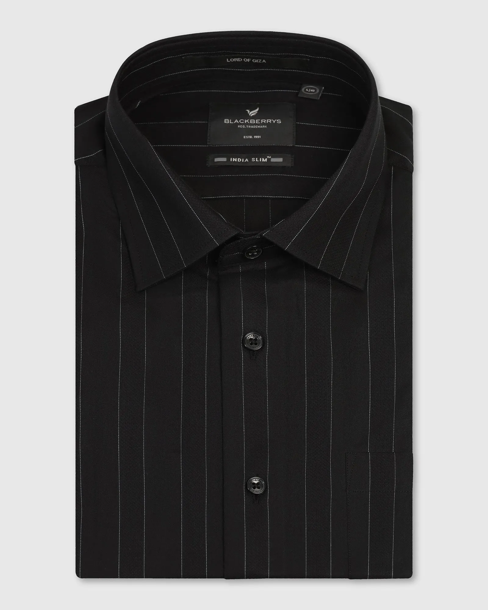 Formal Black Stripe Shirt - Austin Anti Static Treatment Oversized Fit