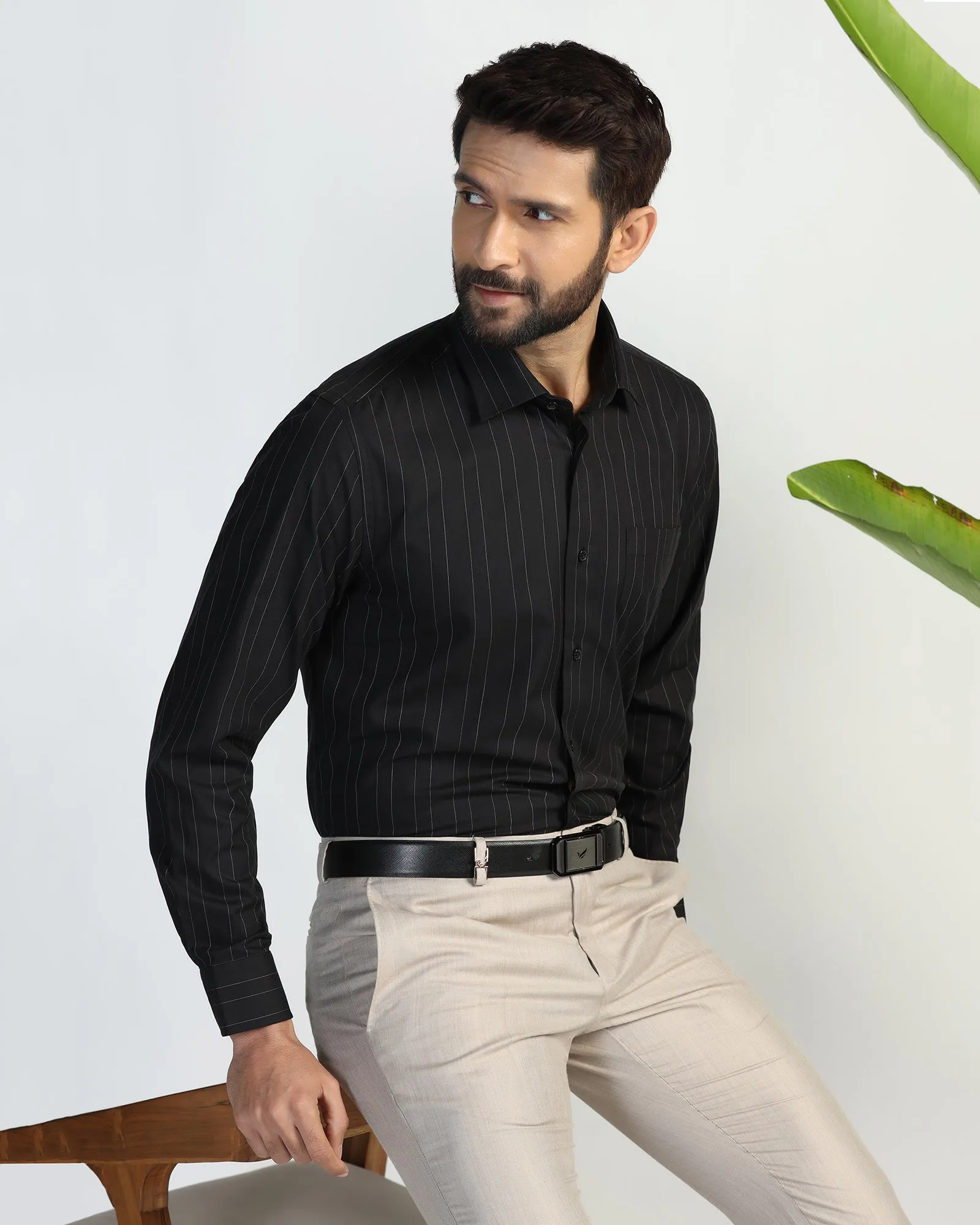 Casual Friday Formal Black Stripe Shirt - Austin