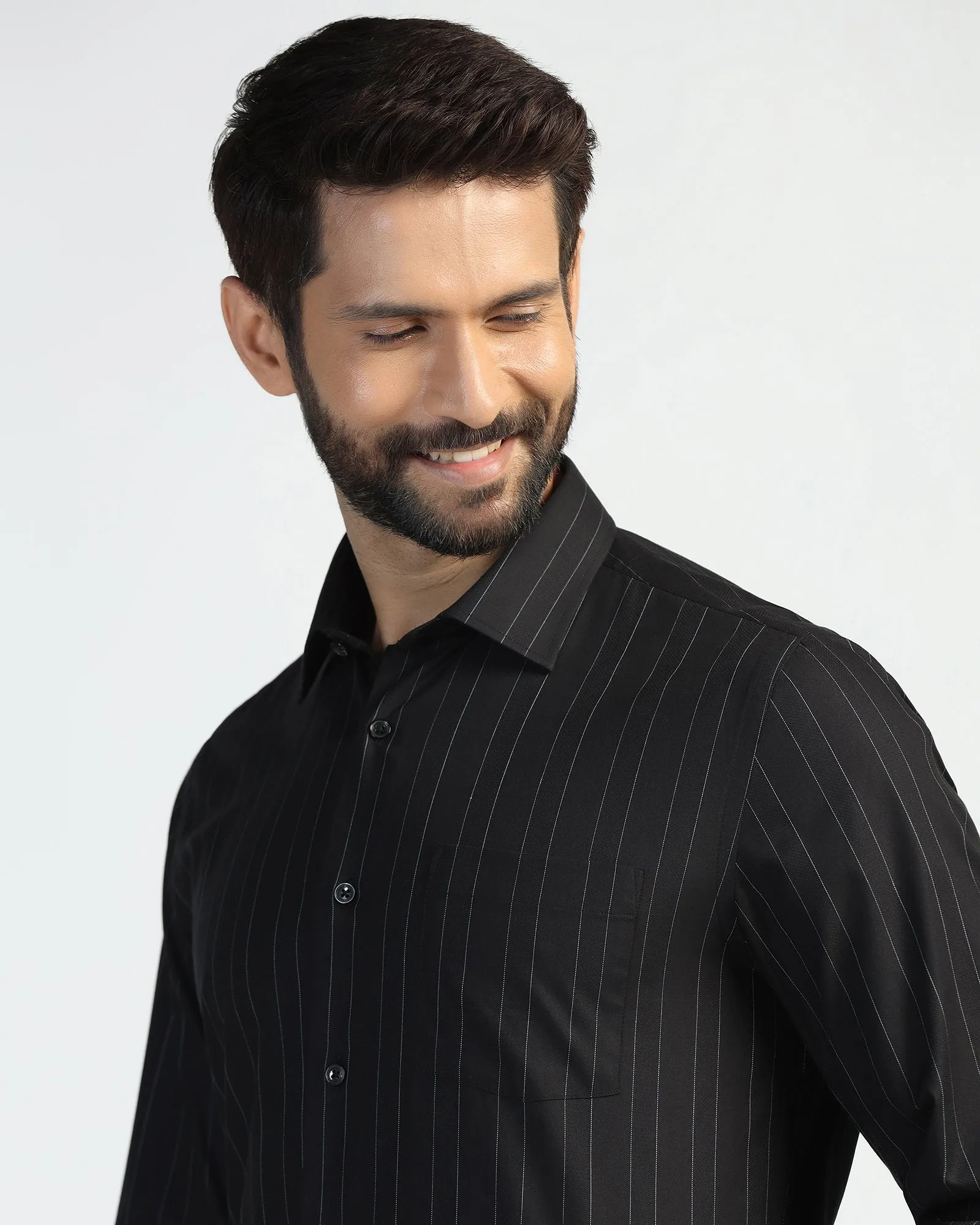 Formal Black Stripe Shirt - Austin Graduation Ceremony