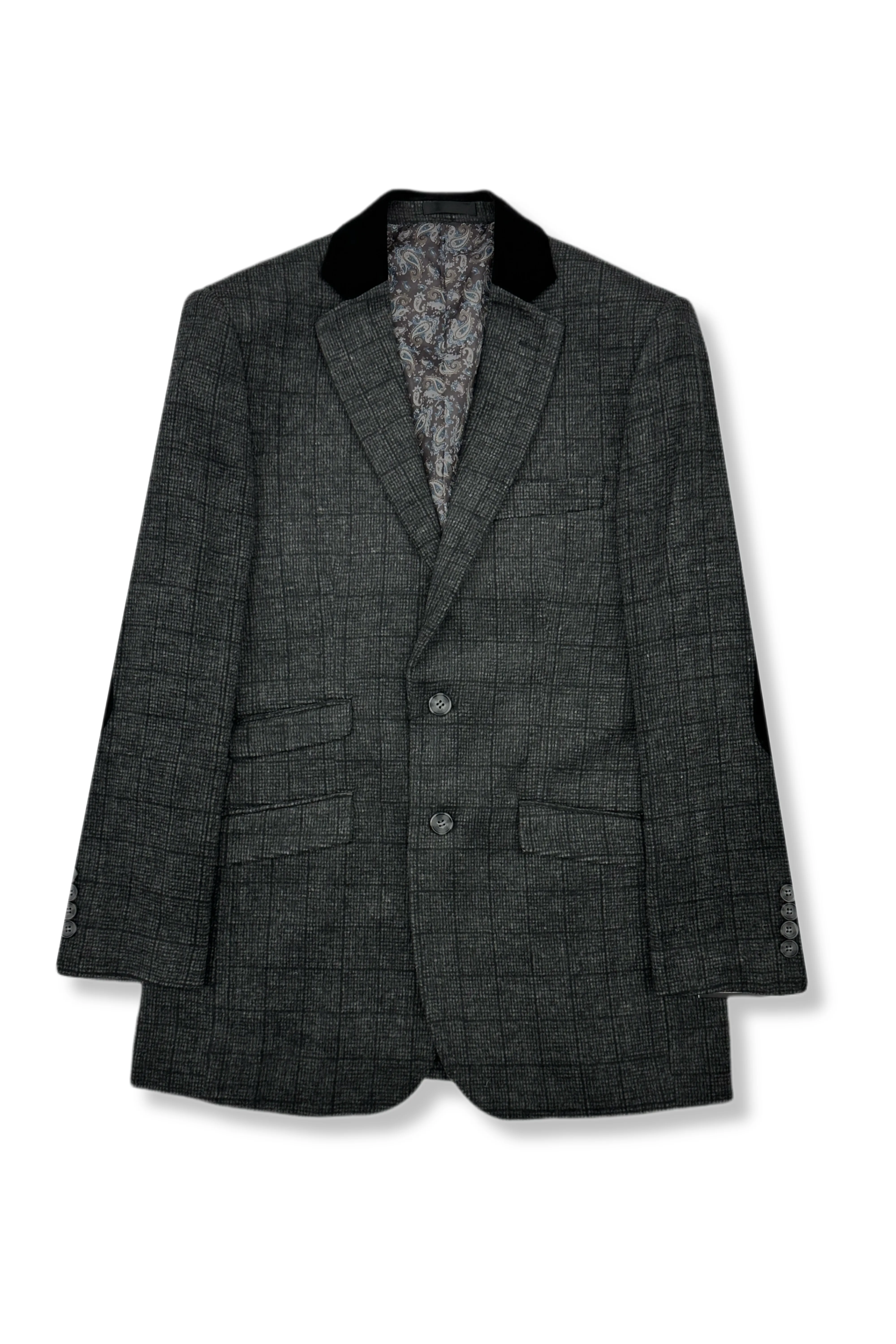 Flatlock Seam Construction Joper Plaid Wool Blazer