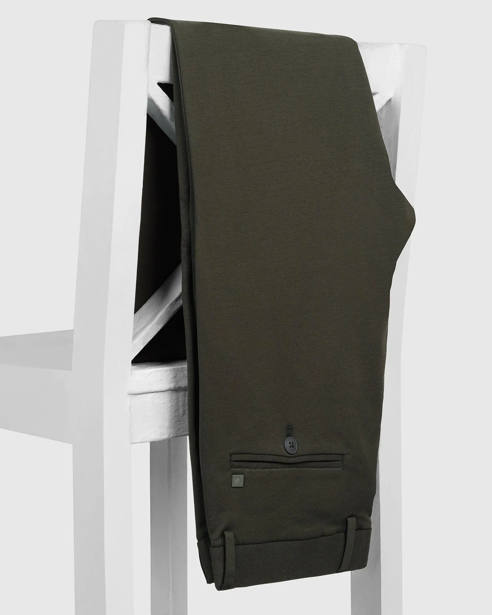 TechPro Slim Fit B-91 Casual Olive Solid Khakis - Ziea Friction Resistant Fabric